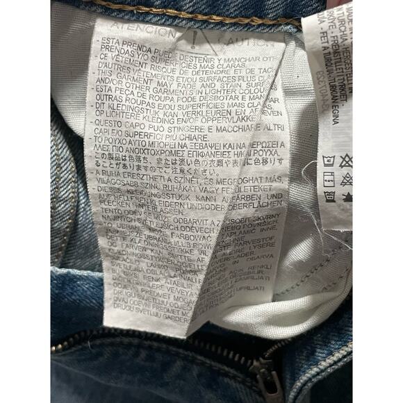 Zara Womens 0 Frayed Hem Jeans Blue Ripped Straight Leg High Rise Crop Cuffed - Picture 11 of 11